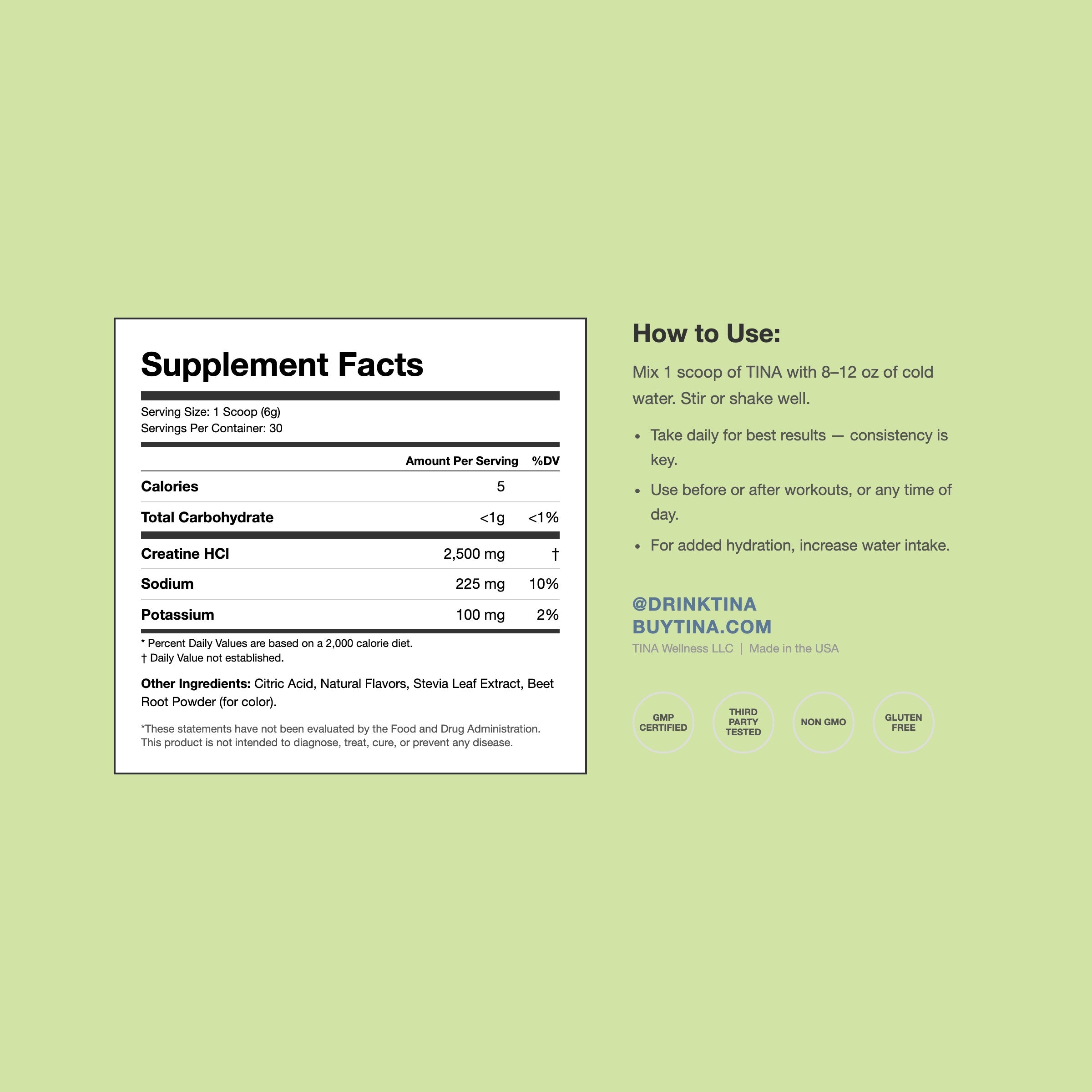 TINA Supplement Facts and How to Use