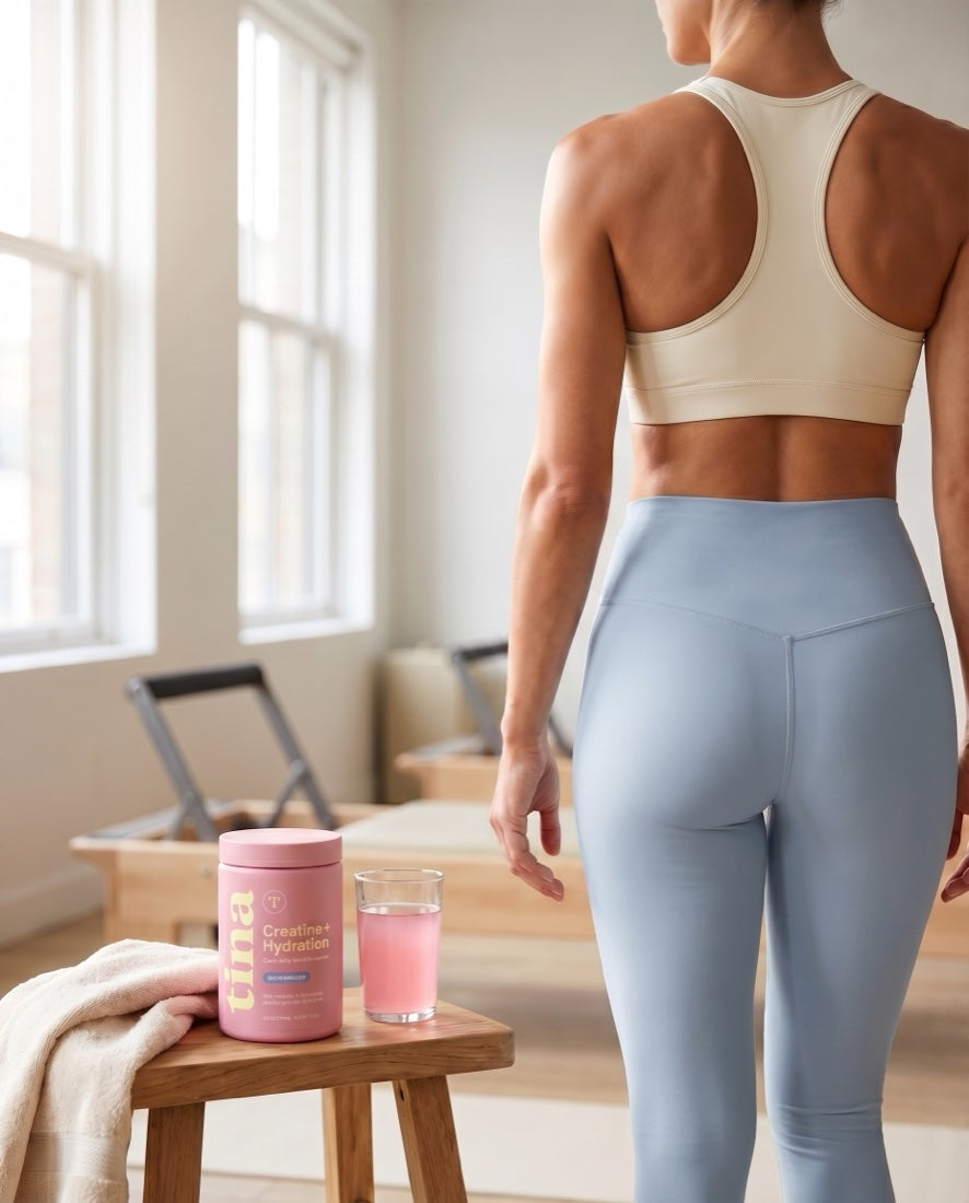 Toned post-workout body with TINA jar